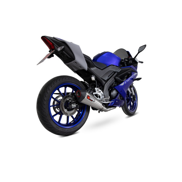 Scorpion Exhaust Yamaha YZF-R125 2021 - 2023 Serket Taper Full System Brushed Stainless Steel Sleeve